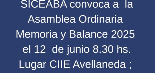 SICEABA , convoca a asmblea ordinaria, memoria y balance 2025